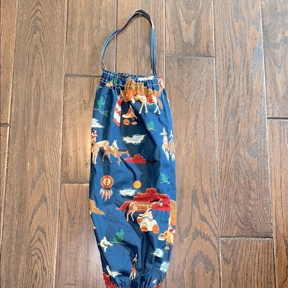 Blue Western Themed plastic bag holder handmade